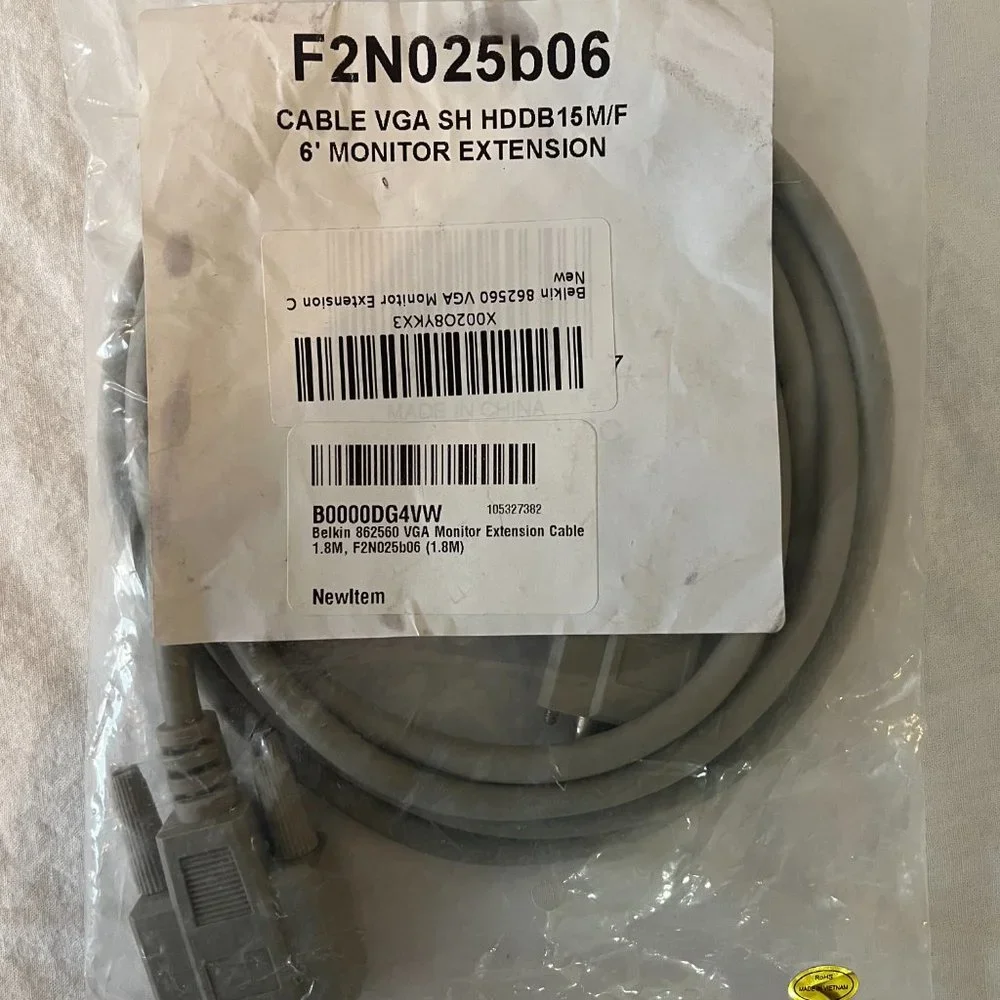 Belkin 862560 VGA Monitor Extension Cable 1.8M, F2N025b06 (1.8M)